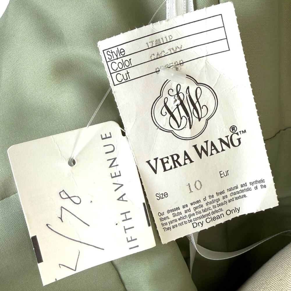 ❌SOLD❌Vintage VERA WANG brand new with tags celadon green A-line gown SIZE 10 - Picture 6 of 16